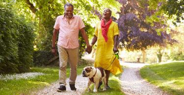 Senior couple walking